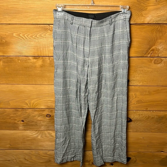 ATM Anthony Thomas Melillio Women Glen Plaid Crop Pants 8 career office business - Picture 1 of 9